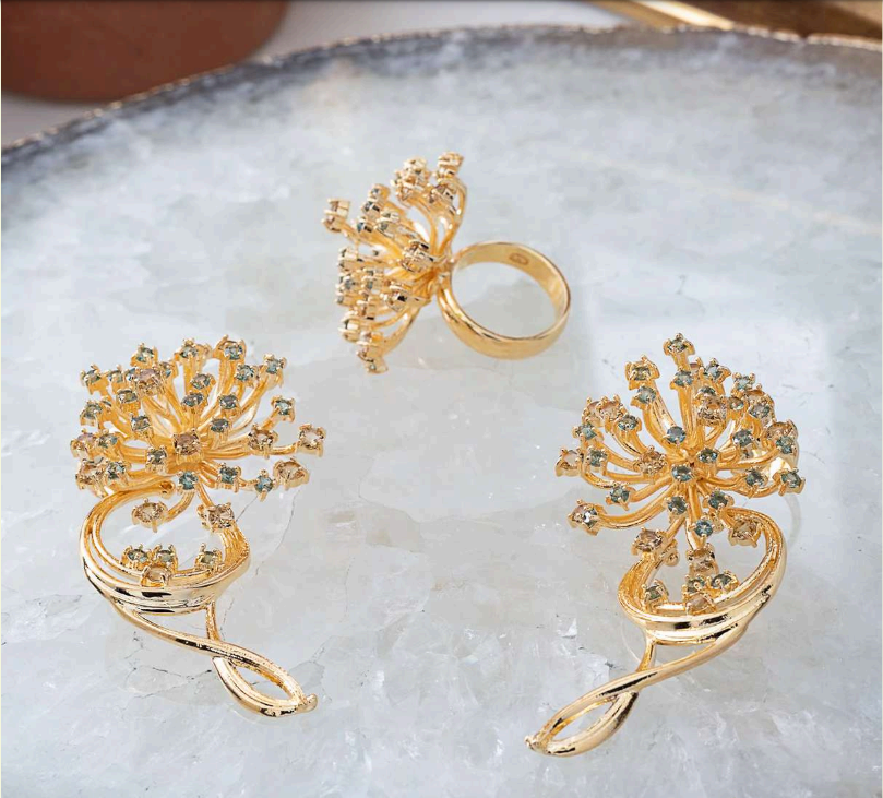 Brinco Avestruz Banhado a Ouro 18K