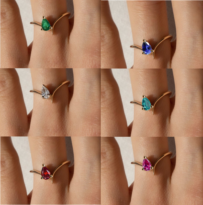 Anel de Formatura em Ouro 18K Gota – Personalizável com a Pedra do Seu Curso