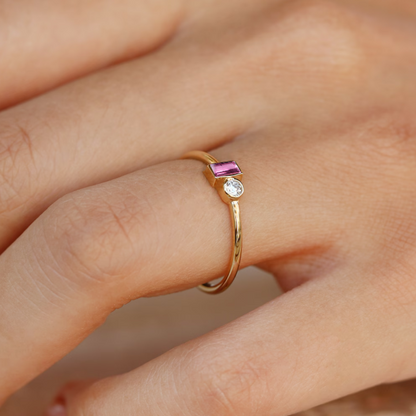 Anel de Formatura em Ouro 18K Baguete – Personalizável