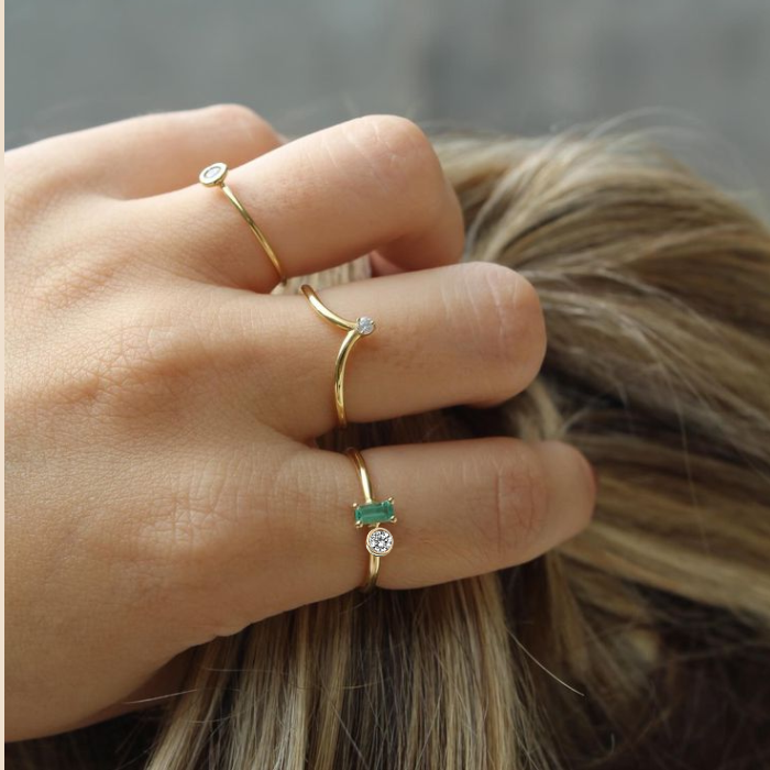 Anel de Formatura em Ouro 18K Baguete – Personalizável