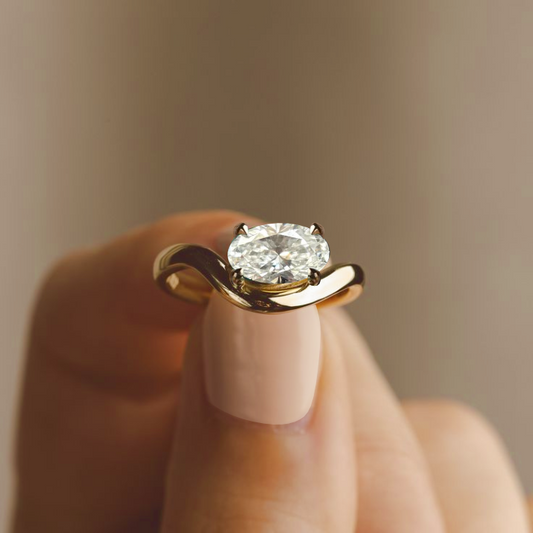 Anel de Solitário em Ouro 18K Oval Bold– Personalizável