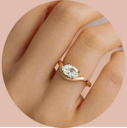 Anel de Solitário em Ouro 18K Oval Bold– Personalizável