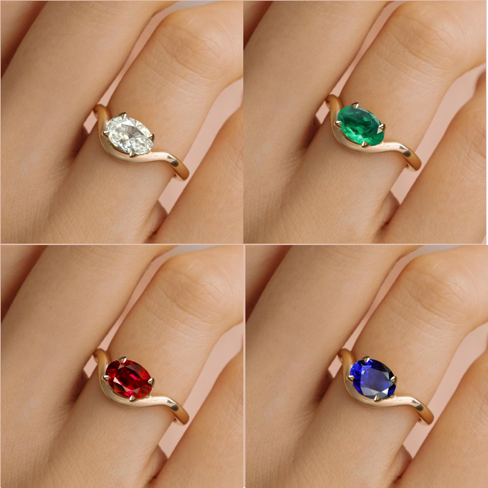 Anel de Solitário em Ouro 18K Oval Bold– Personalizável