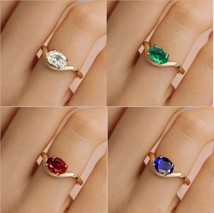 Anel de Solitário em Ouro 18K Oval Bold– Personalizável