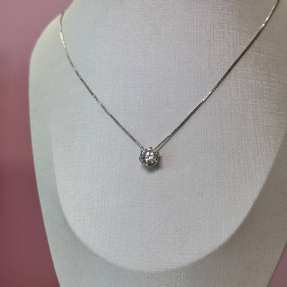 Colar prata 925, com pingente pedra Moissanite, Linda Luz, ponto de luz