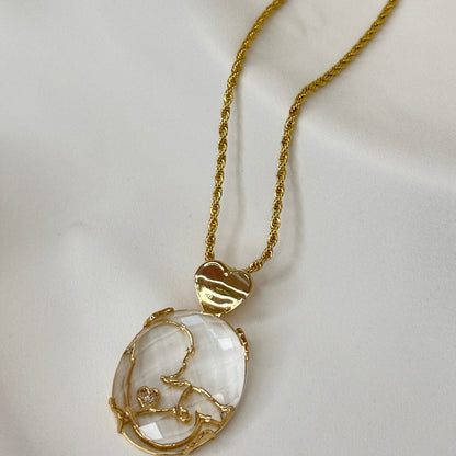 COLAR GESTAÇÃO DOURADO EM CRISTAL 60 CM