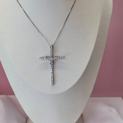 Colar crucifixo cravejada ródio