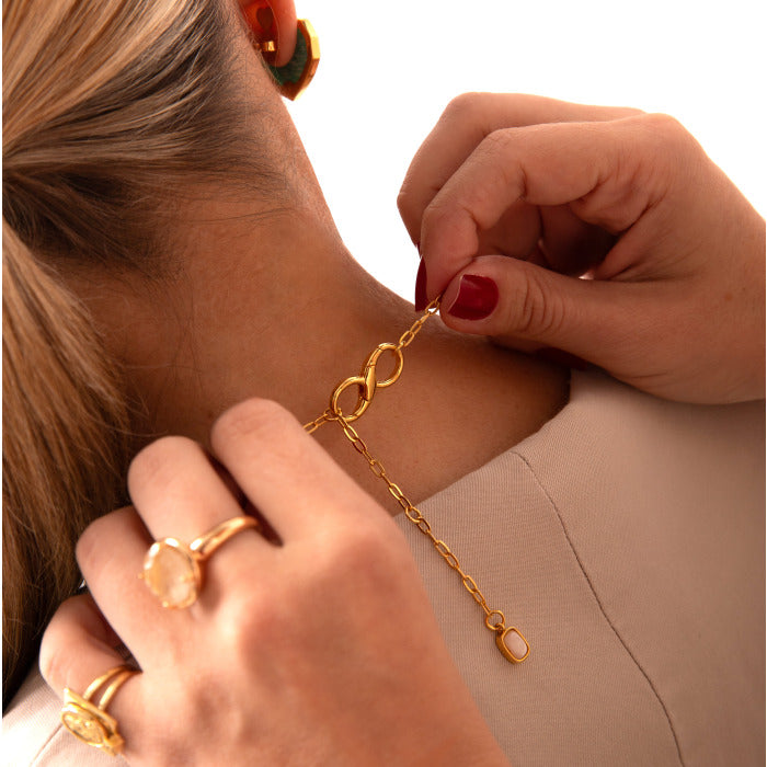 COLAR AMOR PEDRA NATURAL AMAZONITA CORAÇÃO BANHO OURO 18K
