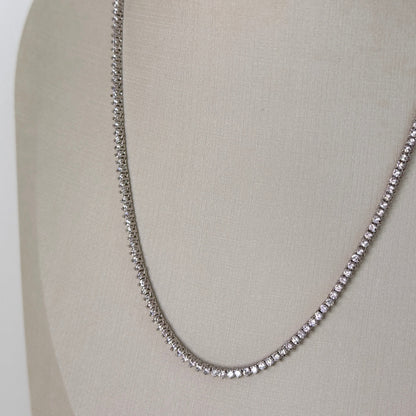 COLAR RIVIERA RÓDIO COM ZIRCÔNIA 2MM TRANSPARENTE 45 CM