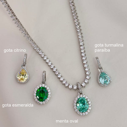 PINGENTE CITRINO GOTA PRATA 925 CRAVEJADO